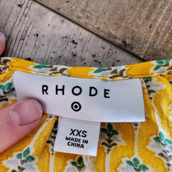 NWT Rhode Women's Dainty Lotus Print Wrap Top Yellow Turquoise Size XXS - Picture 5 of 15